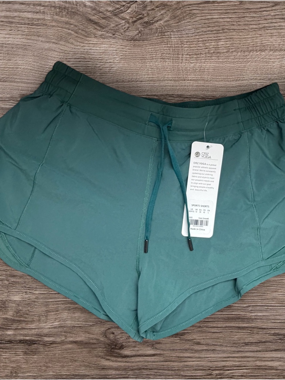 CRZ YOGA Teal Green Women's Athletic Shorts with Drawstring Waist